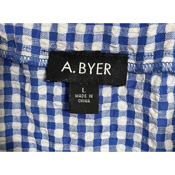 A. Byer  Blouse, Cold Shoulder, Navy & White Checkered Square Dance Western O - Picture 4 of 5